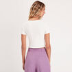 T-shirt cintré cropped ecru femme