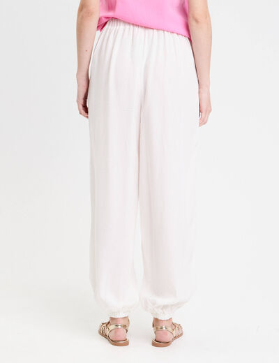 Pantalon large taille standard ecru femme