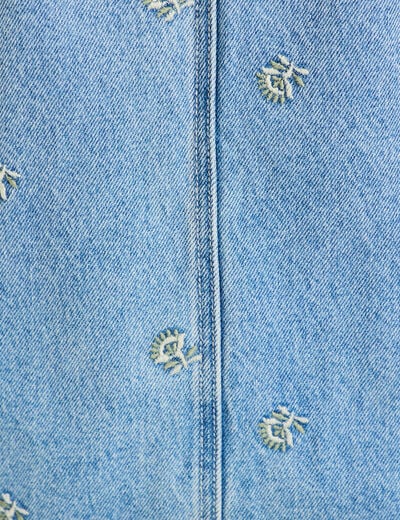 Robe courte &eacute;vas&eacute;e en jean sans manches bleu femme
