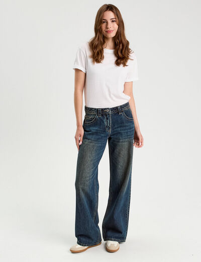 Jeans droit taille basse denim dirty femme