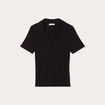 Polo manches courtes côtelé noir femme