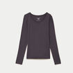 T-shirt uni &agrave; manches longues gris fonc&eacute; femme