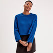 Pull court manches pagodes bleu electrique femme