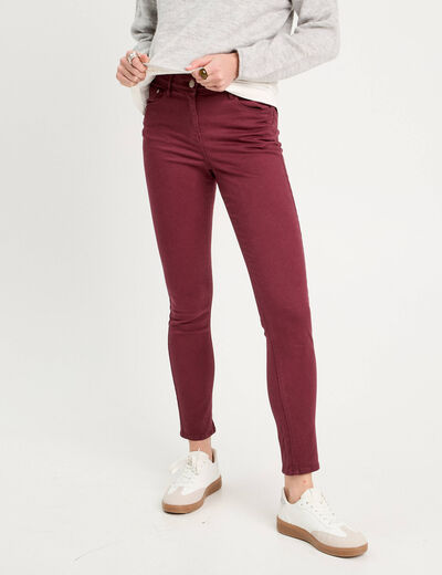 Jeans slim 5 poches violet foncé femme