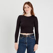 T-shirt cropped c&ocirc;tel&eacute; noir femme