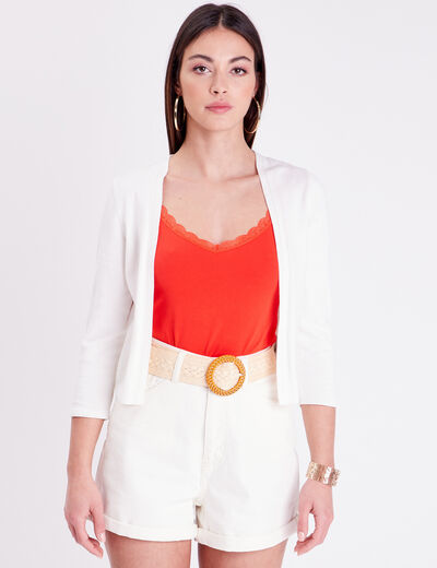 Gilet court ouvert blanc femme