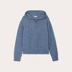 Gilet manches longues capuche bleu femme