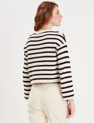 Pull court manches pagodes blanc femme