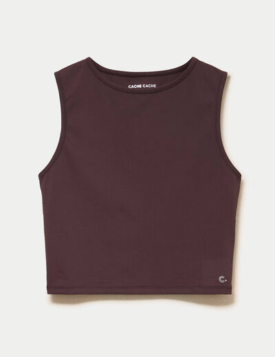D&eacute;bardeur col rond marron fonc&eacute; femme
