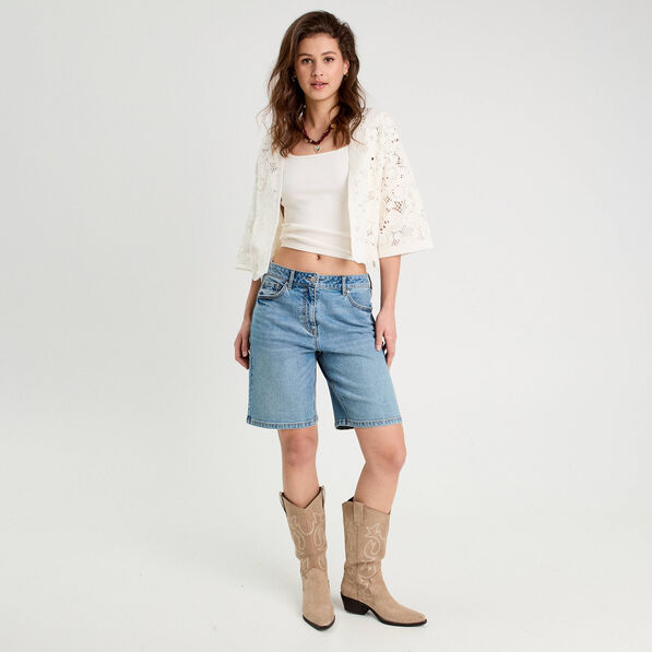 gilet aspect crochet ecru femme Gilet aspect crochet ecru femme
