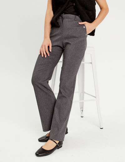Pantalon flare pont gris foncé femme