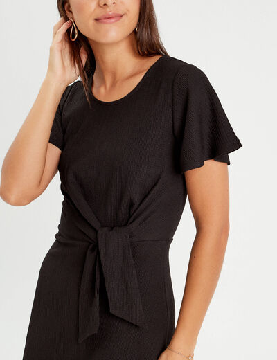 Robe évasée détail noeud noir femme