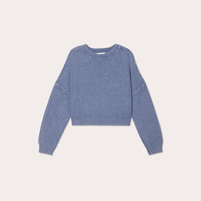 Pull manches longues bleu gris femme