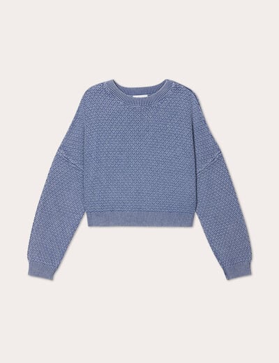 Pull manches longues bleu gris femme