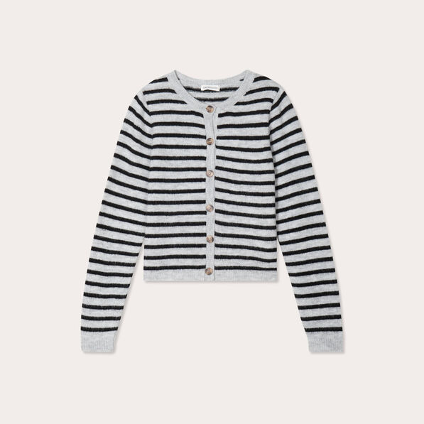 gilet boutonne col rond gris clair femme Gilet boutonné col rond gris clair femme