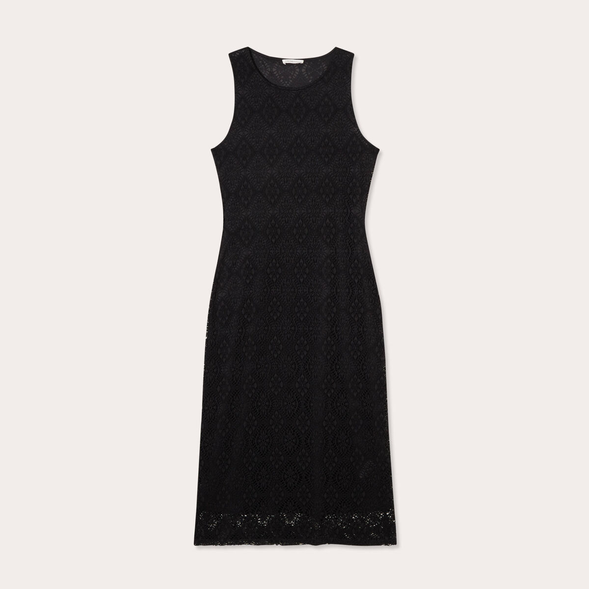 Robe midi moulante dentelle noir femme