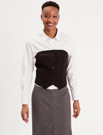 Bustier avec boutons noir femme