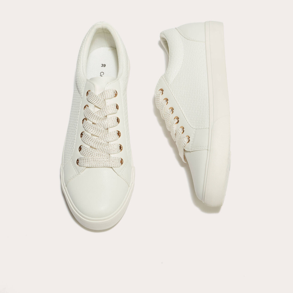 Baskets à lacets blanc femme