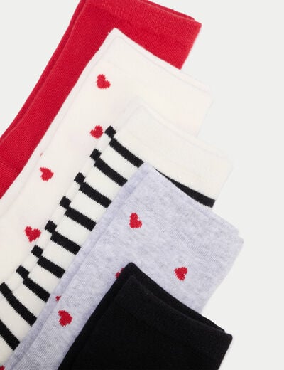 Lot 5 paires de chaussettes rouge femme