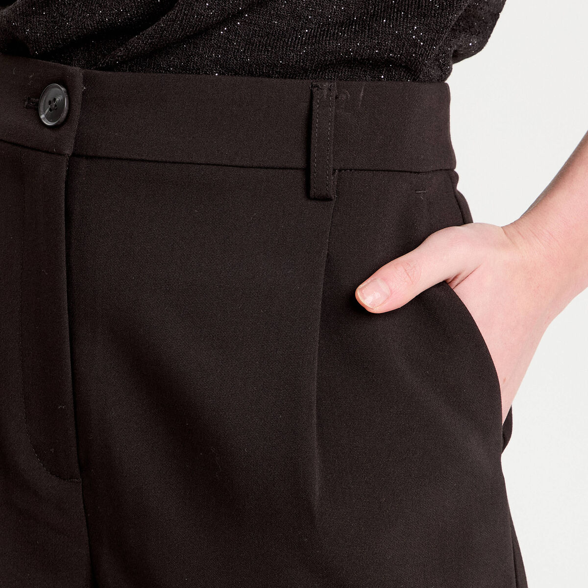 Short large taille haute noir femme