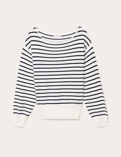 Pull ample manches longues fin bleu marine femme