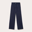 Pantalon large taille haute bleu marine femme