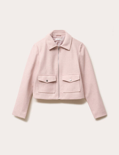 Veste zippée rose poudrée femme