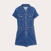 Combishort zippée en jean denim double stone femme