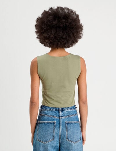 Débardeur cropped vert kaki femme