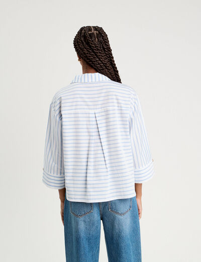 Blouse manches 3/4 bleu femme