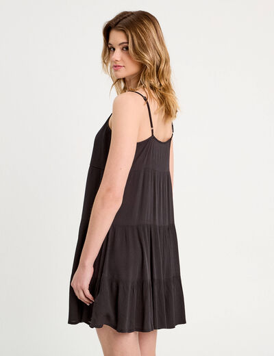 Robe évasée bretelles noir femme