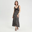 Robe longue évasée noir femme