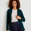 Veste blazer cintr&eacute;e vert fonc&eacute; femme