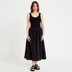 Robe longue &eacute;vas&eacute;e bi-mati&egrave;re noir femme