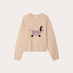 Pull manches longues et noeud beige femme