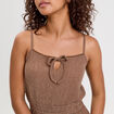 Combinaison large longue stretch marron femme