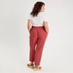 Pantalon droit fluide contenant du lin vieux rose femme