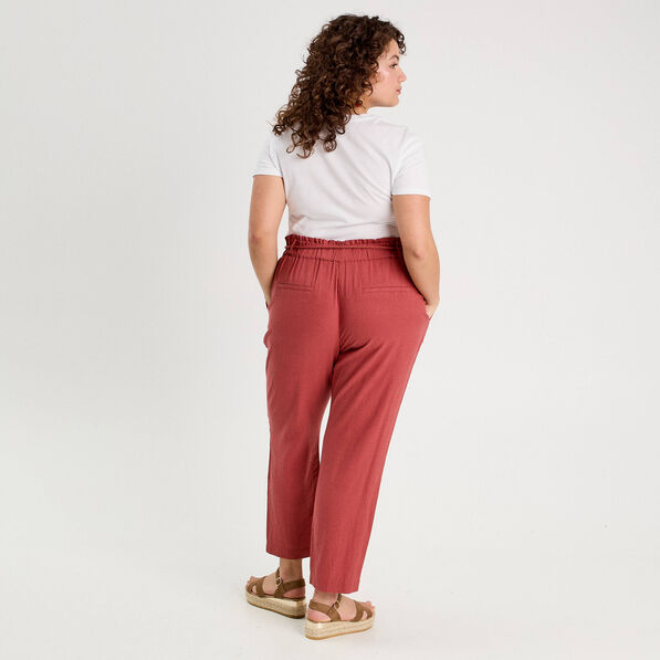 pantalon droit fluide contenant du lin vieux rose femme Pantalon droit fluide contenant du lin vieux rose femme
