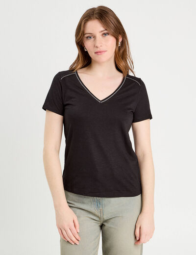 T-shirt manches courtes noir femme