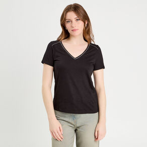 t shirt manches courtes noir femme T-shirt manches courtes noir femme