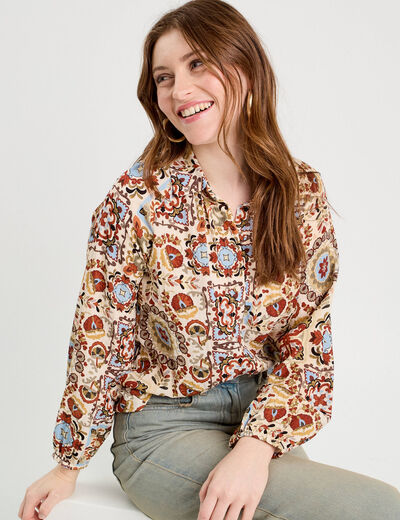 Blouse manches longues blanc femme