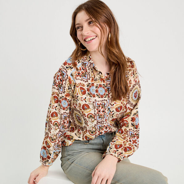 Blouse manches longues blanc femme