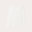 T-shirt thermique col en V plumetis ecru femme