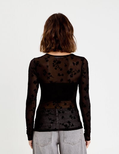 T-shirt ajust&eacute; manches longues noir femme