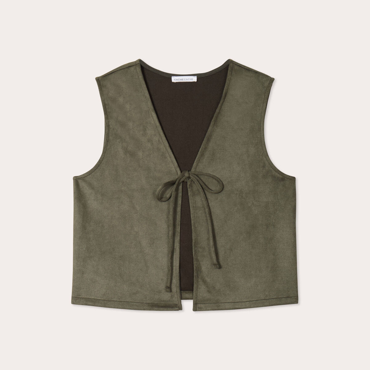 Veste suédine nouée vert kaki femme