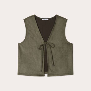 Veste suédine nouée vert kaki femme