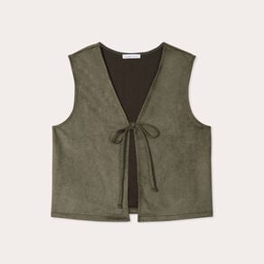 veste suedine nouee vert kaki femme Veste suédine nouée vert kaki femme