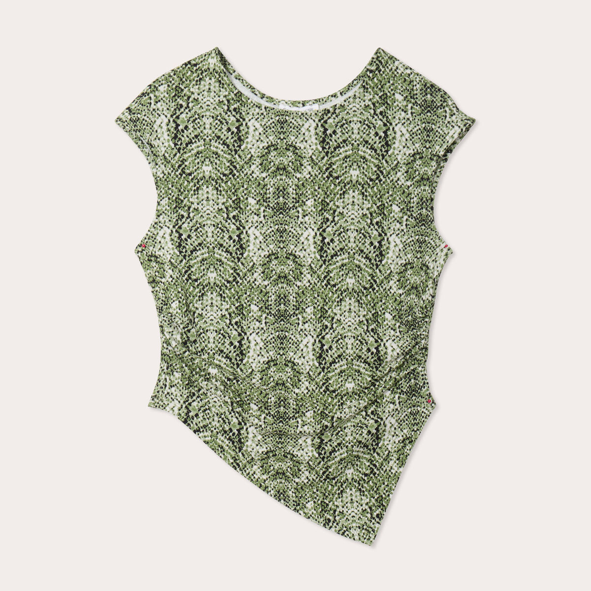 T-shirt asymétrique vert kaki femme