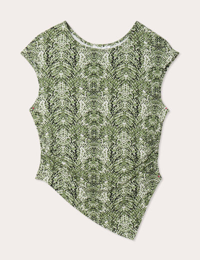 T-shirt asymétrique vert kaki femme