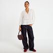 Blouse cintr&eacute;e col v manches 3/4 ecru femme